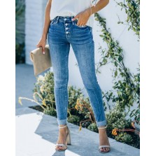 Simplicity Mid Rise Button Front Skinny