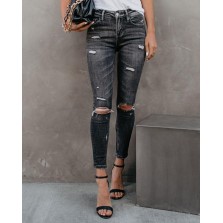 Chanelle Mid Rise Distressed Skinny