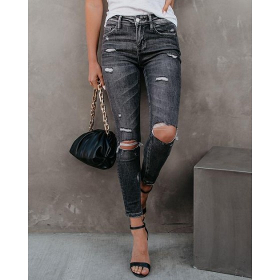 Chanelle Mid Rise Distressed Skinny